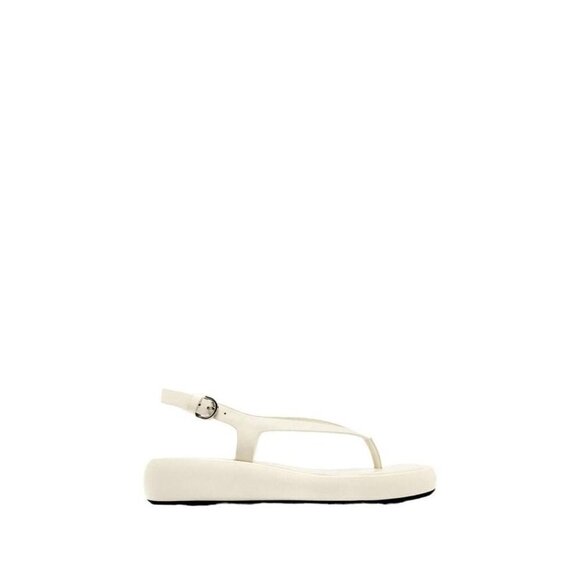 ZARA LEATHER FLATFORM SANDALS White SIZE 7.5 | 1602/111 - Picture 2 of 4